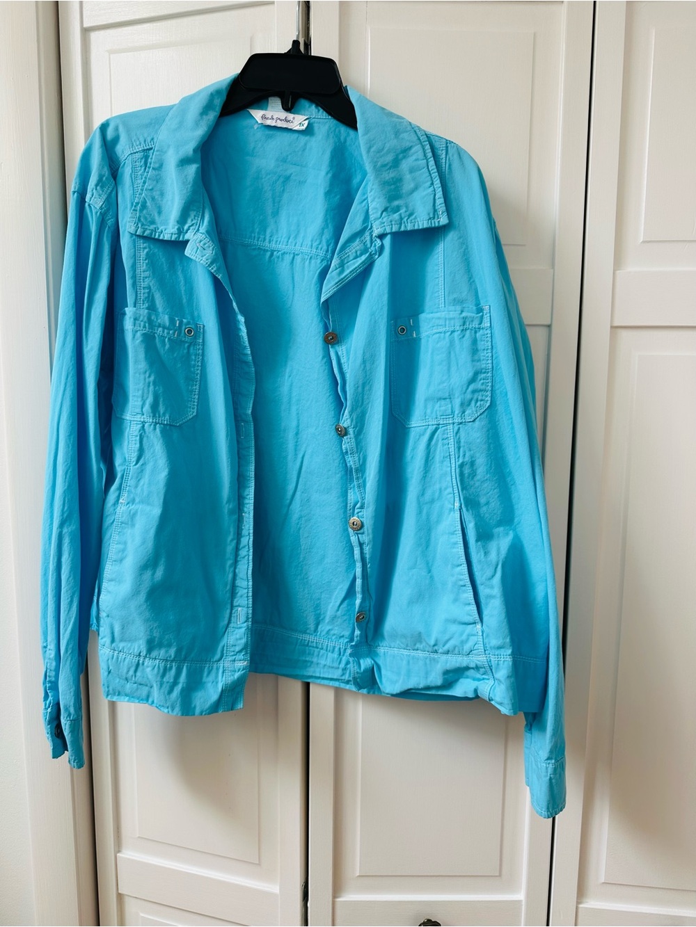 Fresh Produce Womens Size 1X Jacket Button Front 100% Cotton Long Sleeve Comfy